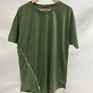 Victorious Men's Zippered Hipster Short Sleeve Tee Olive